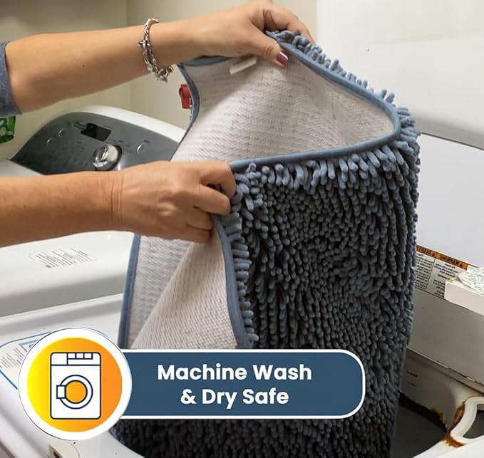 Muddy Mat® | Super Water Absorbent Door Mat Indoor, Microfiber Quick Dry Chenille Entryway Rug, Slip Resistant Front Door Mat, Indoor Mats for Entryway, Machine Washable Pet Rug, Baby Blue 19"X30"