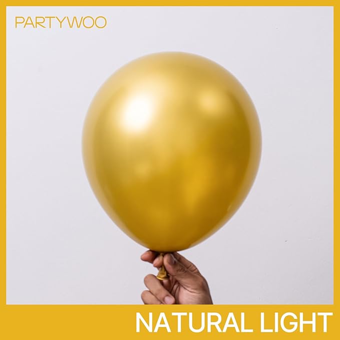 PartyWoo Gold Balloons 155pcs Different Sizes of 18 12 10 5 Inch Gold Balloon Arch Kit Garland for Birthday Wedding Anniversary Baby Shower Graduation Retirement Casino Party Decorations Gold-G101