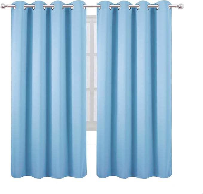 LEMOMO Blackout Curtains 66 x 72 Inch Long Sky Blue Curtains Set of 2 Panels