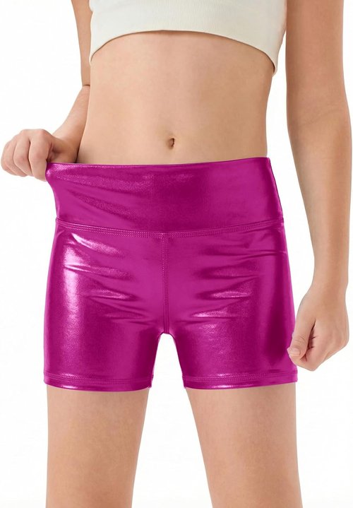 Haloumoning Girls High-Waisted Athletic Shorts - Comfy Yoga & Dance Biker Shorts for Ages 5-14Y