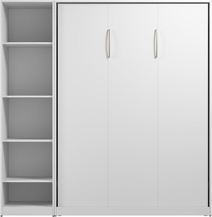 Bestar Claremont Full Murphy Bed with Closet Organizer (79W) in White, Space-Saving Sleeping Arrangement for Multipurpose Room