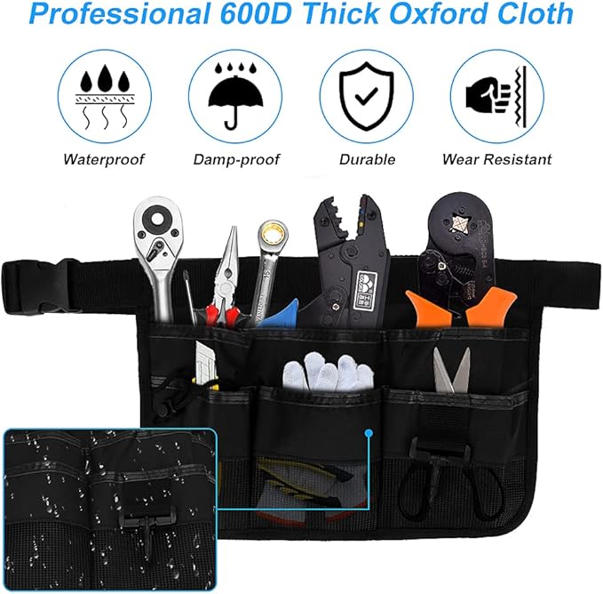 Number-one Gardening Tool Waist Bag Belt, Adjustable Garden Canvas Waist Bag with 7 Pockets of Different Sizes and Depth for Holding Gardening Tools and Home Decoration Tools
