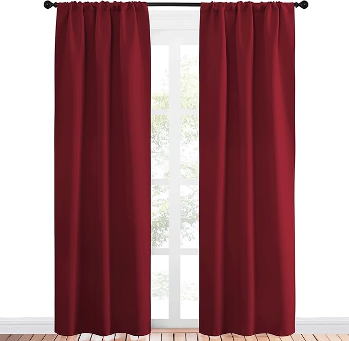 NICETOWN Christmas Burgundy Curtains Blackout Drape Panels