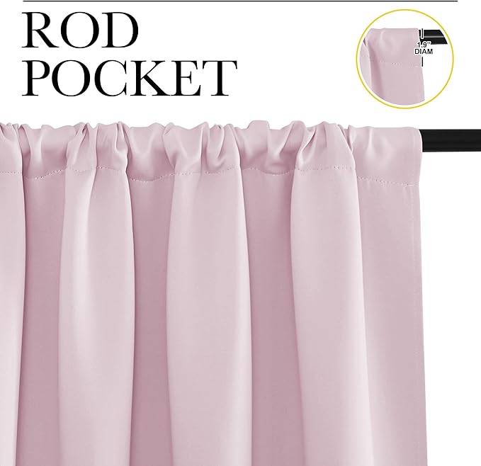 NICETOWN Baby Pink Kitchen Curtains, Short Blackout Curtains & Drapes, Small