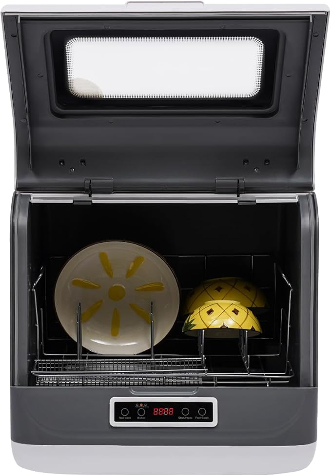 Portable Dishwasher,800W Countertop Stainless Steel Mini Dishwasher With 3 Washing Programs,110v Multi-Functional Large Capacity Dishwasher For Apartments,Dorms, Kitchens,Campers/Rvs