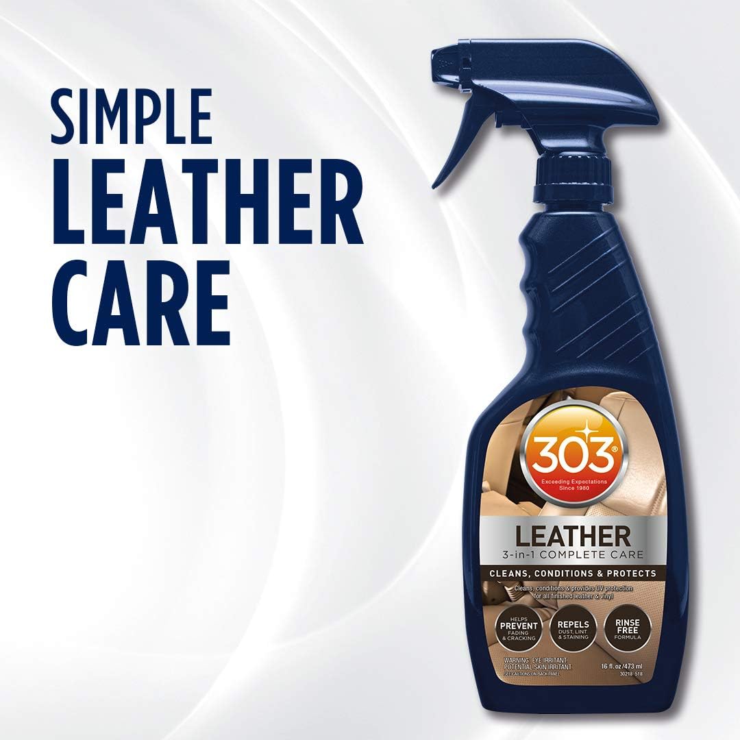 303 Products Leather Care - 3-In-1 Cleaner, Conditioner & Protector - Prevents Fading & Cracking - 16 fl. oz.
