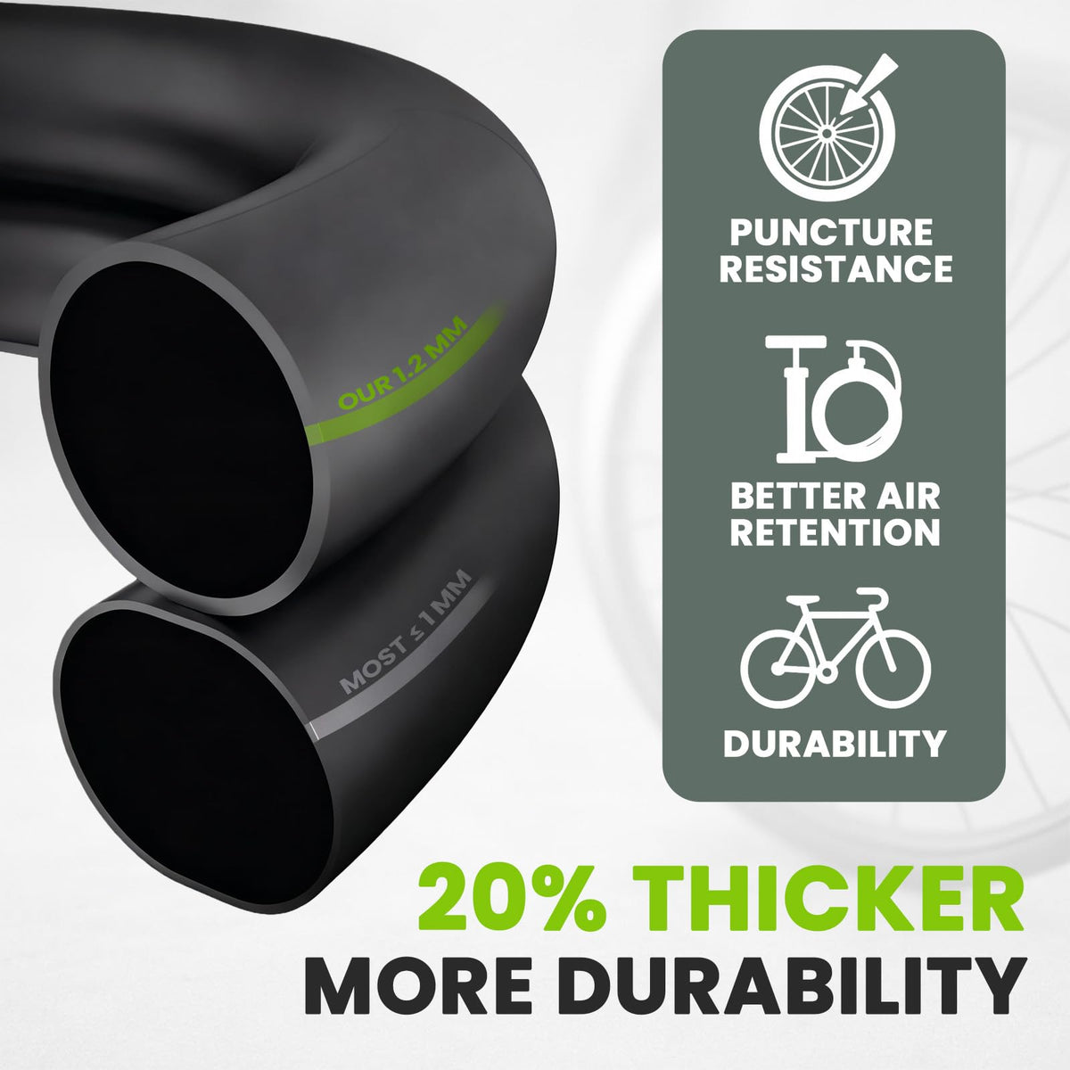 4 Pack Heavy Duty Bike Tubes for 26 x 1.75/1.95/2.10/2.125-32mm Schrader Valve - Thicker Butyl Rubber Bicycle Inner Tube for Mountain Road Cruisers City Bikes by PAKCHEF