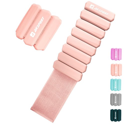 AKSPORT Wrist Weights for Women, Adjustable Ankle Weights Set of 2 (1lbs each), Wrist and Ankle Weights for Walking, Pilates, Yoga, Gym, Home Workouts, Strength Training