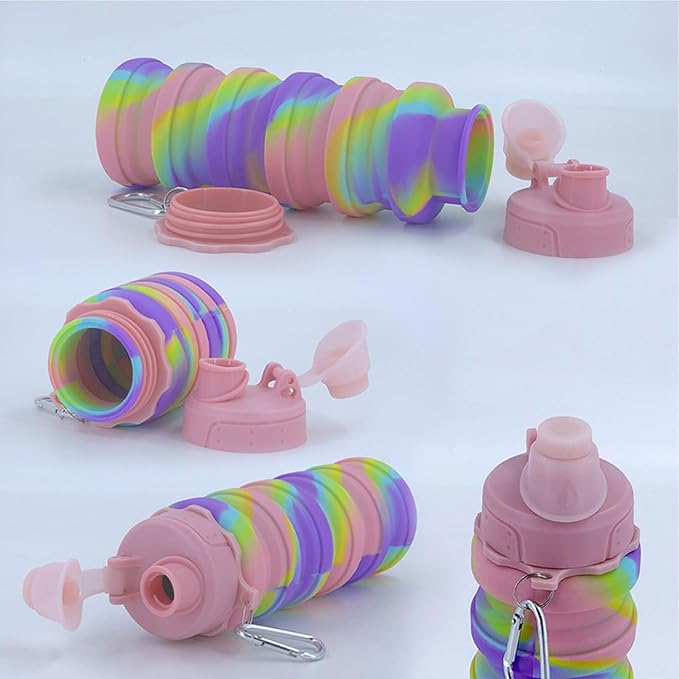 Collapsible Water Bottles Travel water bottle Sports Portable Sport Water Bottle Reusable Water Bottles comes with mountaineering Buckle 500ml silicone Water-proof camping water bottle
