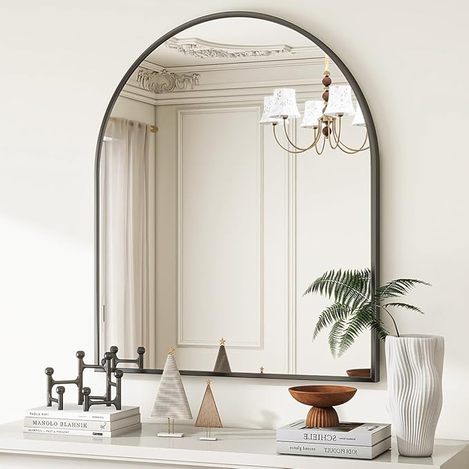 VooBang Arched Wall Mirror, 26 x 28 inch Arch Bathroom Mirror, Wall Mounted