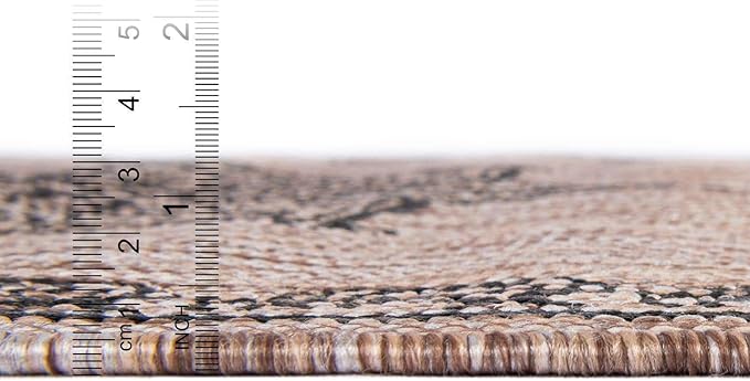 Unique Loom Outdoor Traditional Collection Area Rug - Antique (2' x 8' Runner Beige/Black)