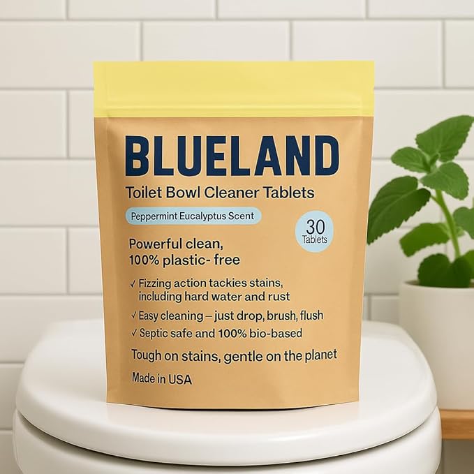 BLUELAND Toilet Bowl Cleaner Tablets. Peppermint Eucalyptus Scent. 30 Tablets.
