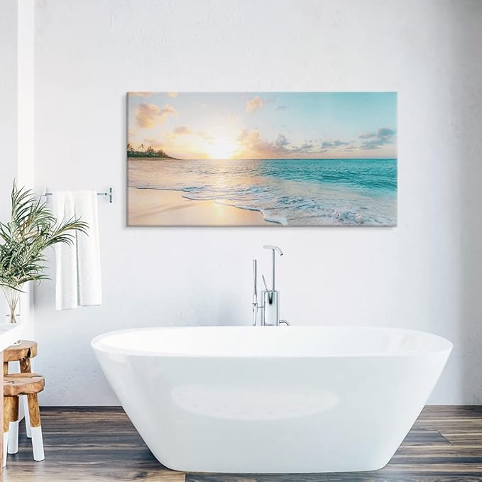 Goldfoilart Large Beach Sunset Canvas Wall Art