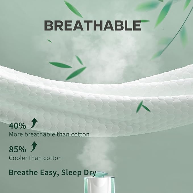 OhGeni 100% Waterproof Mattress Protector, Twin Size Mattress Pad, Fits 6"-20" Mattresses with Deep Pocket, Cooling, Breathable Fitted Sheets, Soft Bed Cover, Noiseless, Machine Washable