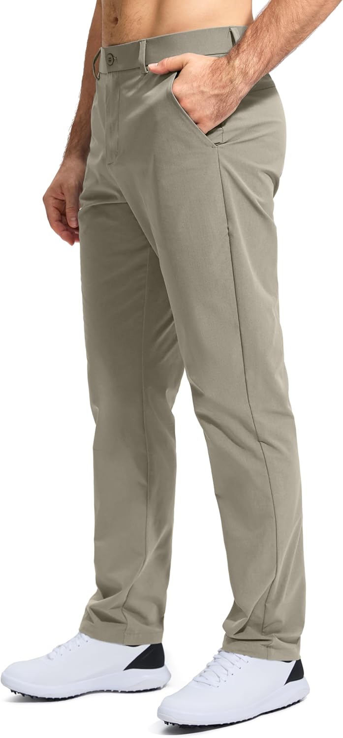 Pudolla Men's Golf Pants - Lightweight Stretch Casual Slacks with Pockets | Quick Dry, Comfy Fit (30"/32"/34")