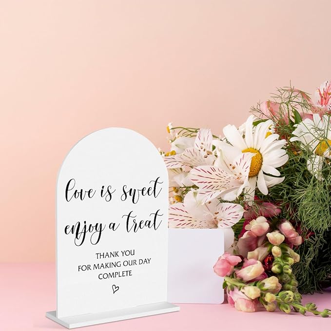 Wedding Signs Love Is Sweet Sign for Dessert Table Sweetheart Table Decor for Wedding Engagement Bridal Shower Ceremony Reception Event Valentine's Day Clear Acrylic Decor
