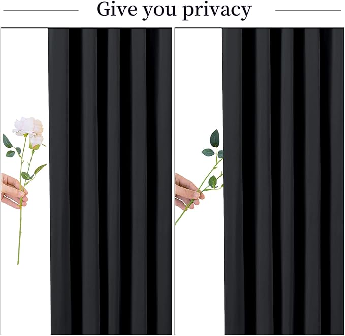Black Backdrop Curtain for Parties Wrinkle Free Black Photo Curtains Backdrop Drapes Fabric Decoration for Birthday Party Wedding 5ft x 7ft,2 Panels