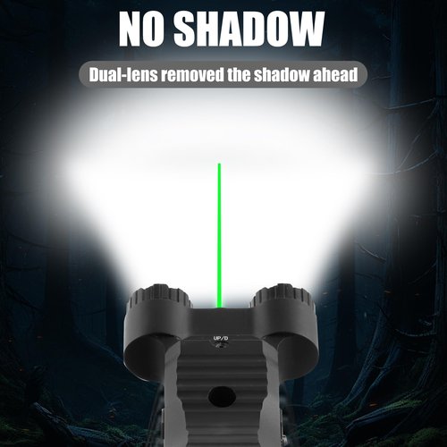 ZBULAR 2200 Lumen Tactical Flashlight with Green Laser Beam Combo, Low Profile Design Rechargeable Weapon Light Picatinny Rail mlock Mounted with Momentary Strobe Function Flashlight