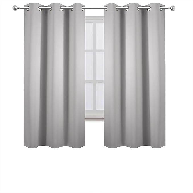 LEMOMO Light Grey Blackout Curtains 38 x 63 Inch Length/Set of 2 Curtain