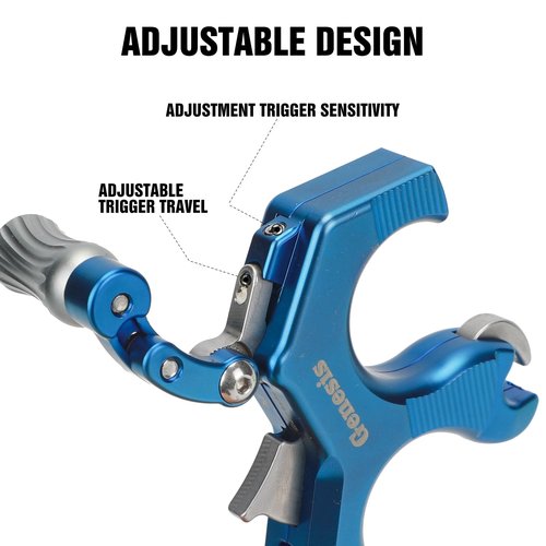LWANO Thumb Bow Release - 3&4 Finger Adjustable Archery Compound Bow Release Aid, with Trigger Travel and Pressure Adjustable (Blue)