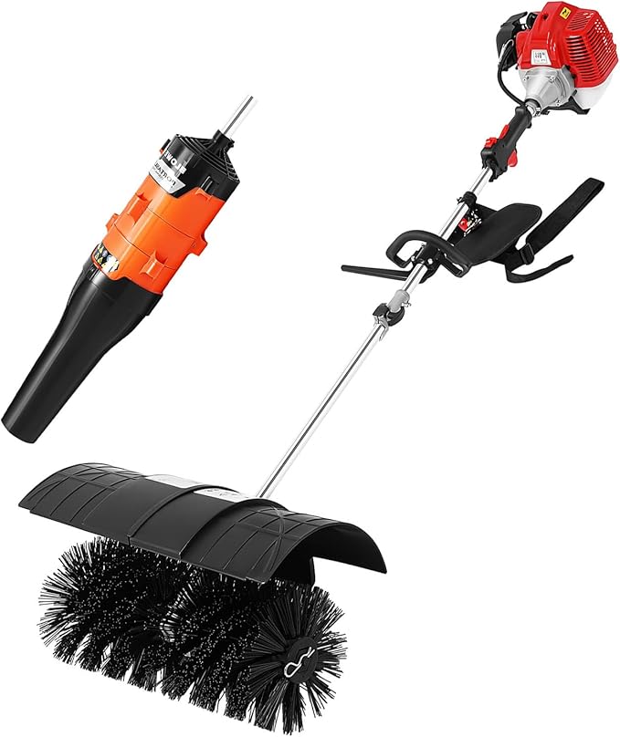 2 in 1 Handheld Sweeper, Blower, 2-Stroke 2.3HP Gas Power Sweeping Broom, Outdoor Hand Held Gas Power Broom Cleaning Driveway Turf Lawns Artificial Grass Power Brush Lawn Sweeper Cleaner Tools