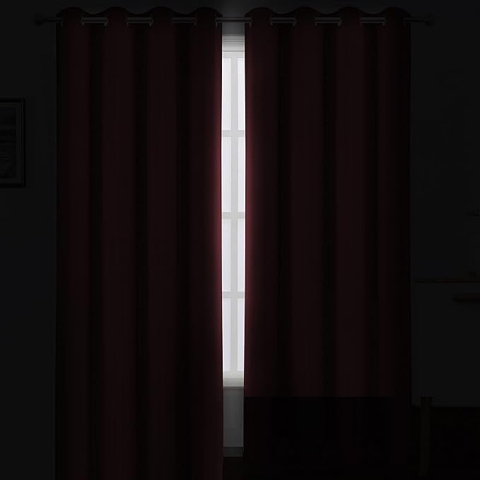 LEMOMO Burgundy Red Thermal Blackout Curtains/52 x 84 Inch/Set of 2 Panels Room