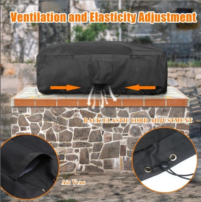 Grisun 39 Inch Built-in Grill Cover for Weber and KitchenAid Built in Gas Grills, Bull Outdoor Kitchen & Grill Head Cover, Heavy Duty Waterproof BBQ Grill Cover with Handle, Black