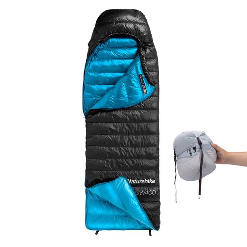 Naturehike Ultralight Down Cold Weather Sleeping Bag, 650FP Compact Sleeping Bag 3-4 Season for Adults & Kids, Backpacking, Camping, Hiking, Traveling with Compression Sack (Black, Large)