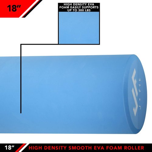 JFIT High Density EVA Foam Roller - Smooth Surface for Exercise & Muscle Recovery | Multiple Sizes Available