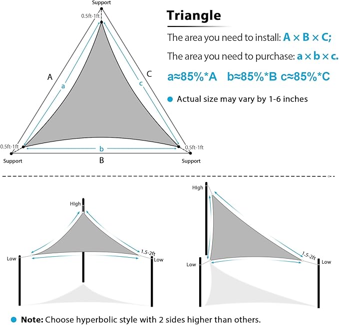 Amagenix Sun Shade Sail 8X11X12.8 Curved Edge Outdoor Shade Canopy Cream Breathable 95% UV Block Shade Cloth for Patio Garden Backyard (We Make Custom Size)
