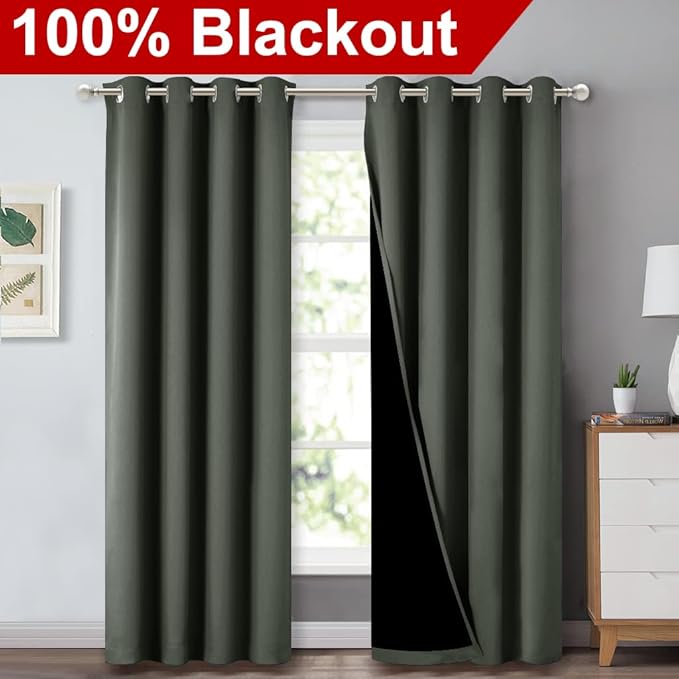 NICETOWN 100% Blackout Curtains 84 inches Long, Pair of Energy Smart & Noise