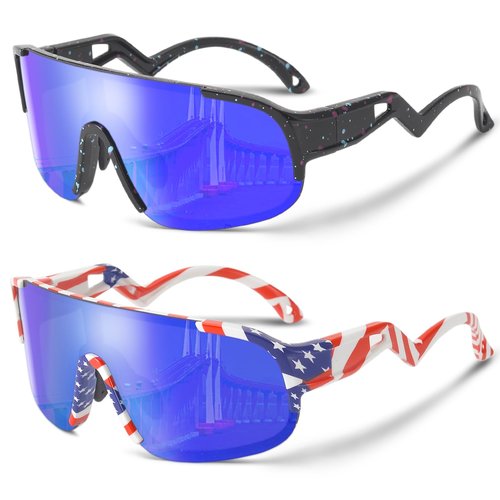 CMBJJU 2PACK Kids Sunglasses,Sports Sunglasses for Boys Girls Age 8-14,UV400 Baseball Sunglasses for Boating,Running,Skating (Red+Black)