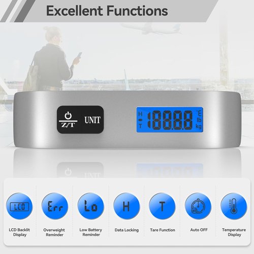 Dr.meter Luggage Scale - Digital Weight Scale with Backlight LCD Display | 110lb/50kg Capacity