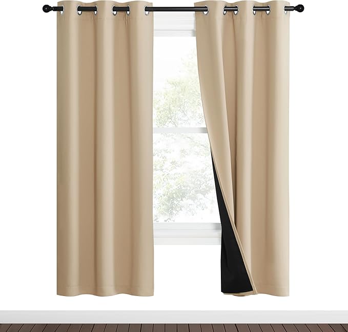 NICETOWN Living Room Completely Shaded Draperies, W37 x L70, Biscotti Beige