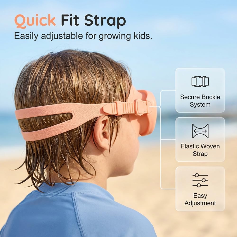 Runsgo HD Children's Waterproof Anti-Fog Swimming Goggles - Wide View Design with Nose Cover