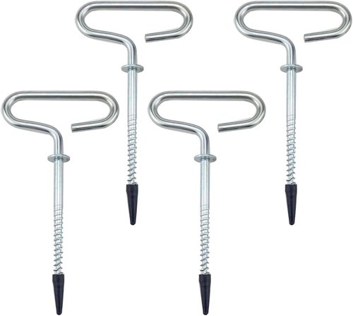 4Pcs Heavy Duty Tent Stakes, 18cm Ground Anchors, Threaded Peg for High Winds, Ice Fishing Shelter Nails, Metal Stake for Outdoor Summer Camping Activities, Durable Tent Fixer Spikes