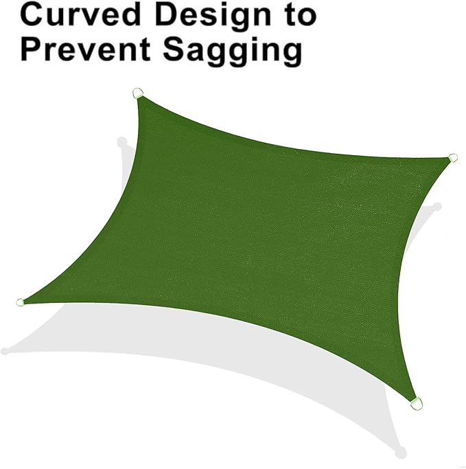 LOVE STORY Custom Size 7'x10' Piquant Green Sun Shade Sail Rectangle UV Block Canopy Patio Sail Sunshades Fabric for Outdoor Garden Carport (We Make Custom Size)