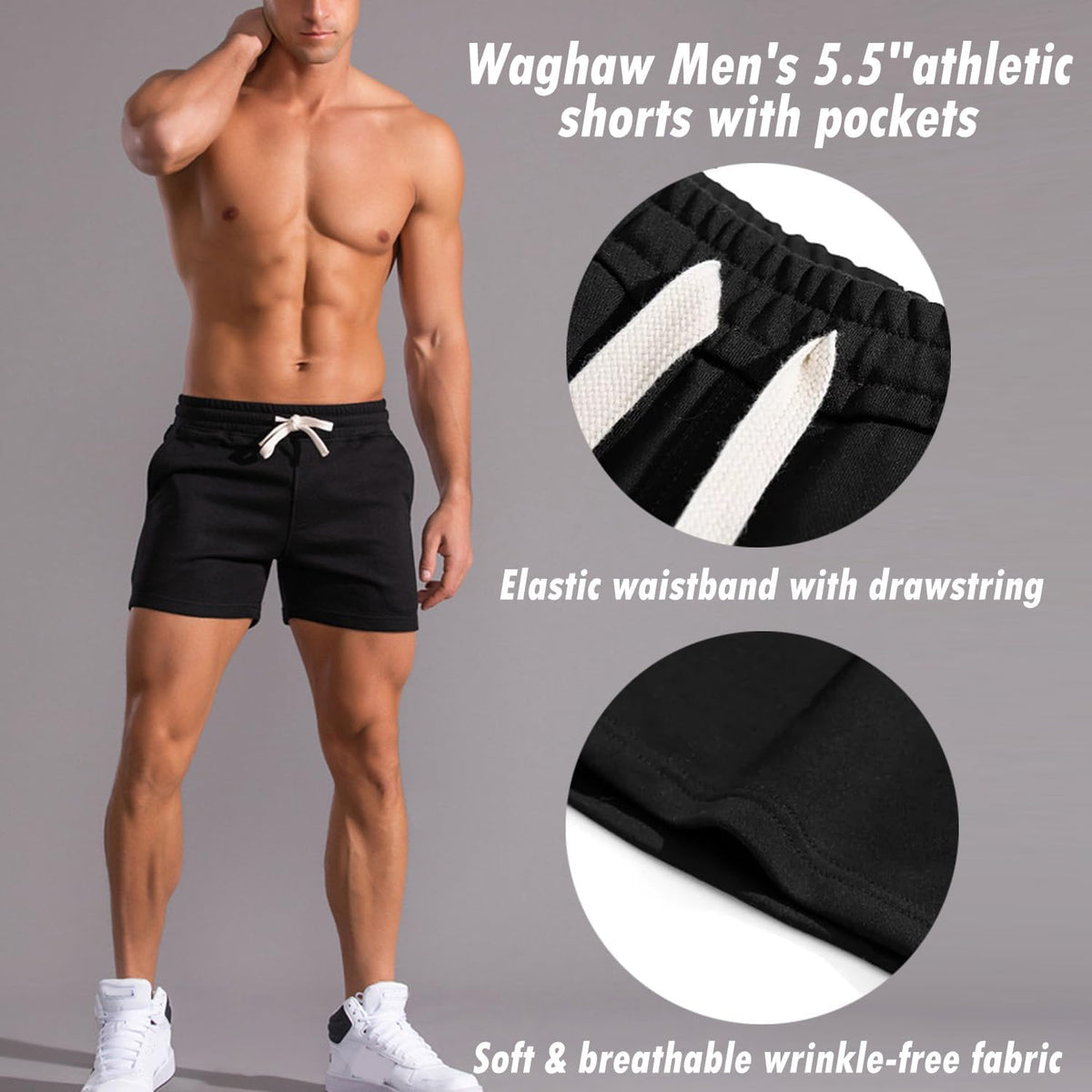 Skiennix Men's Cotton Sweat Shorts - Comfortable Workout Shorts with Pockets | Size 5.5/7 Inch