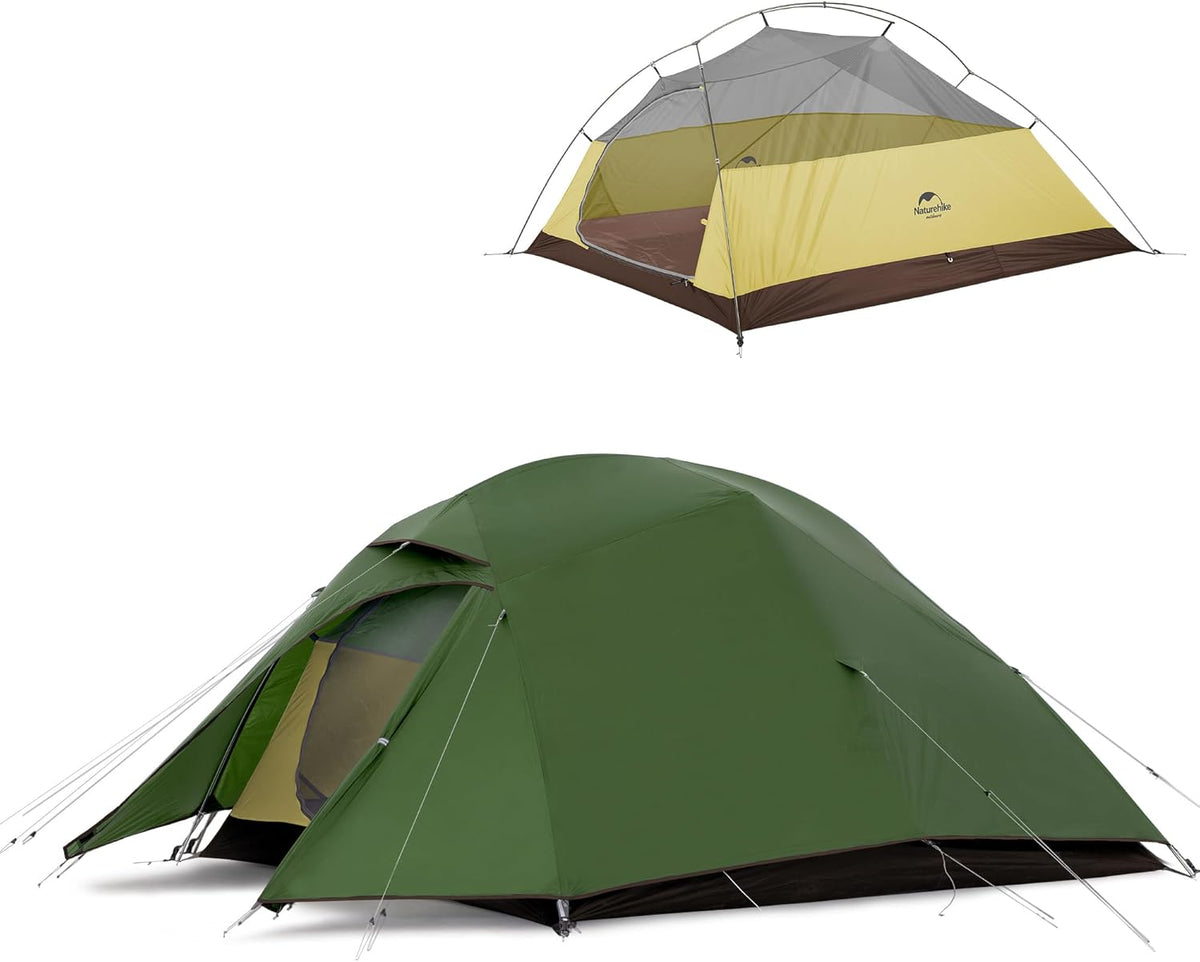 Naturehike Cloud-Up 3 Person Lightweight Backpacking Tent with Footprint - 3 Season Free Standing Dome Camping Hiking Waterproof Backpack Tents