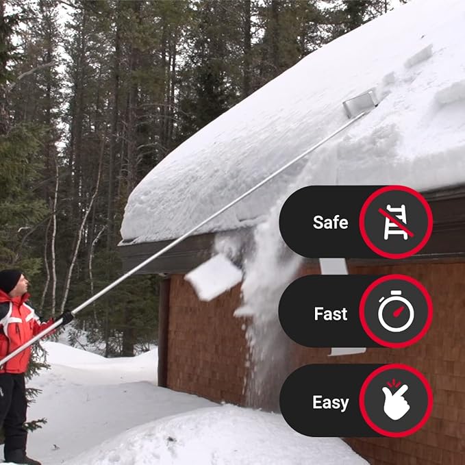 SNOWPEELER Premium Roof Rake for Snow Removal - 30 ft. Snow Removal Tool - Snow Rake for House Roof - Snow Roof Rake - Telescopic Heavy Duty Snow Shovel for Rooftop