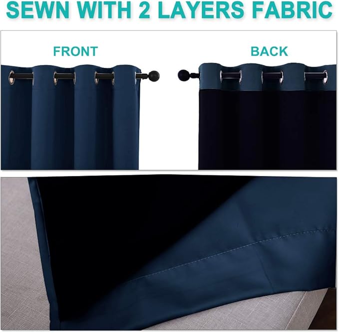 NICETOWN 100% Blackout Curtain Set, Thermal Insulated & Energy Efficiency