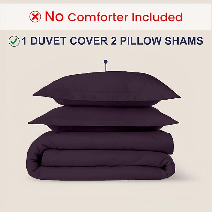 Kotton Culture 120"x98" 3 Pc Oversized King Duvet Cover Set 100% Egyptian Cotton - 600 TC Comforter Cover, Zipper Closure & Corner Ties - Fits Large King Inserts (Oversized King,Plum)
