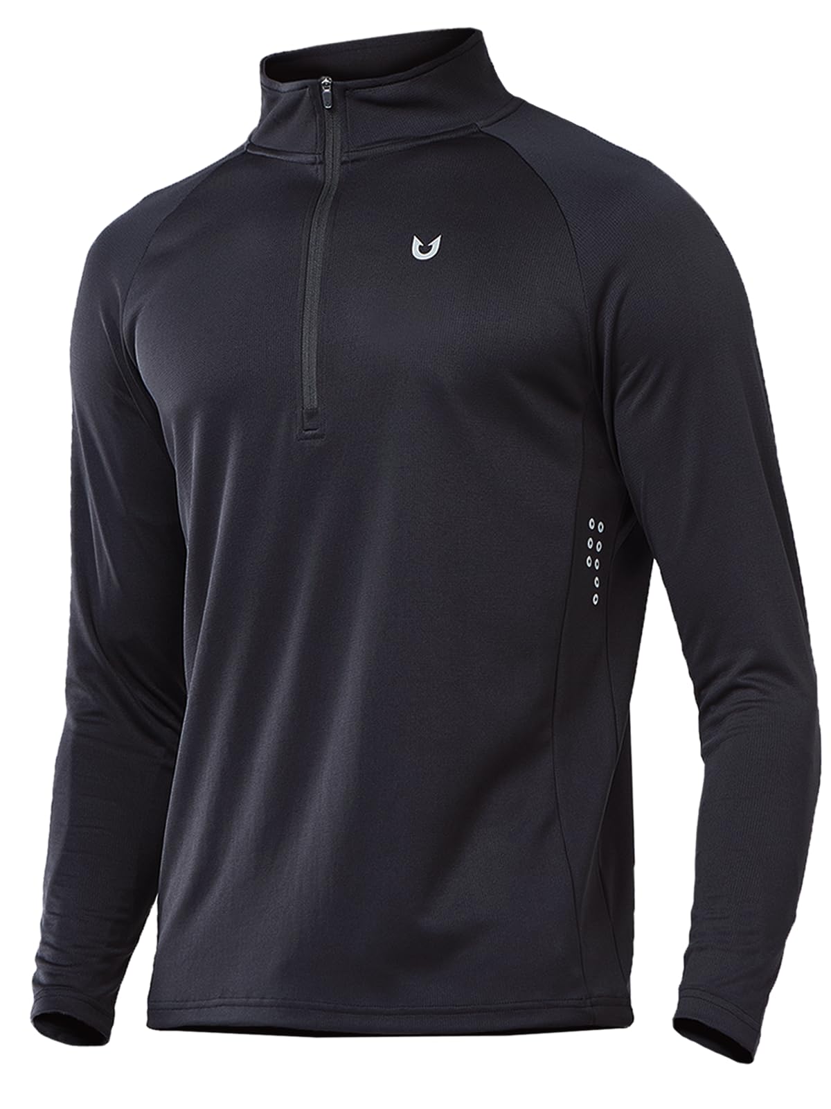 NORTHYARD Men's Quarter Zip Pullover Athletic Running 1/4 Zip Long Sleeve Pullovers Quick Dry Lightweight Tennis Gym Shirts Black L