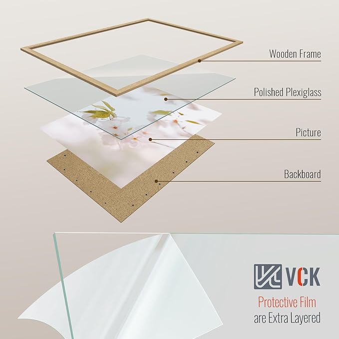 VCK 24x30 Poster Frame Set of 4 - Oak, Gallery-Quality Wood Picture Frames, 1.1-Inch Wide Border, Polished Plexiglass, Vertical or Horizontal Wall Display for Photo/Art/Prints, Natural Oak