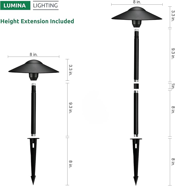 Lumina Lighting® 4W Landscape Lighting 12V Landscape Lights Low Voltage Landscape Path Lights Warm White Waterproof Outdoor Replaceable G4 LED Bulb for Garden Pathway Lawn Yard (Black) (2-Pack)