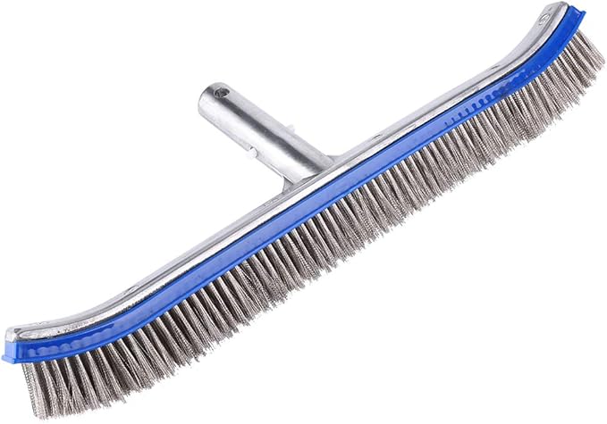 Heavy Duty Aluminum Pool Brush for Inground Pools - Nylon Wall & Corner Scrub Brush with Ergonomic Handle | Pool Cleaning Tool for Steps, Walls & Decks