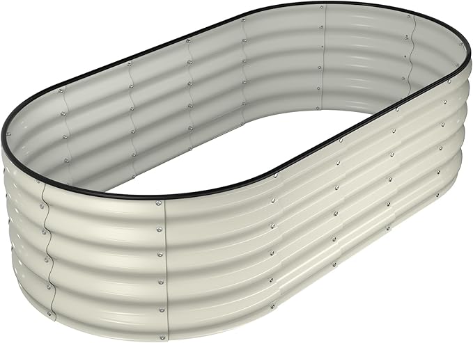 Winpull Raised Garden Bed Kit, 6x3x1.5 ft Galvanized Planter Box Outdoor with Safety Edging, Large Metal Raised Beds for Gardening Vegetables Flower Herb (Pearl White)