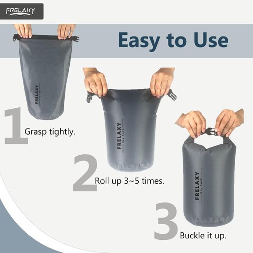 Frelaxy Waterproof Dry Bag Set - Lightweight & Durable 5L, 15L, 25L for Hiking, Camping & Boating | 2 Pack - Gray
