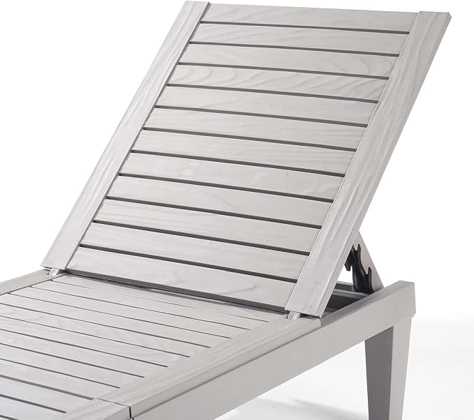 Nestl Patio Chairs - Grey Chaise Lounge Chair Outdoor, 5-Position Adjustable Sun Tanning Chair, Waterproof Pool Lounge Chairs, Reclining Lawn Chair, Lightweight Outdoor Lounge Chairs