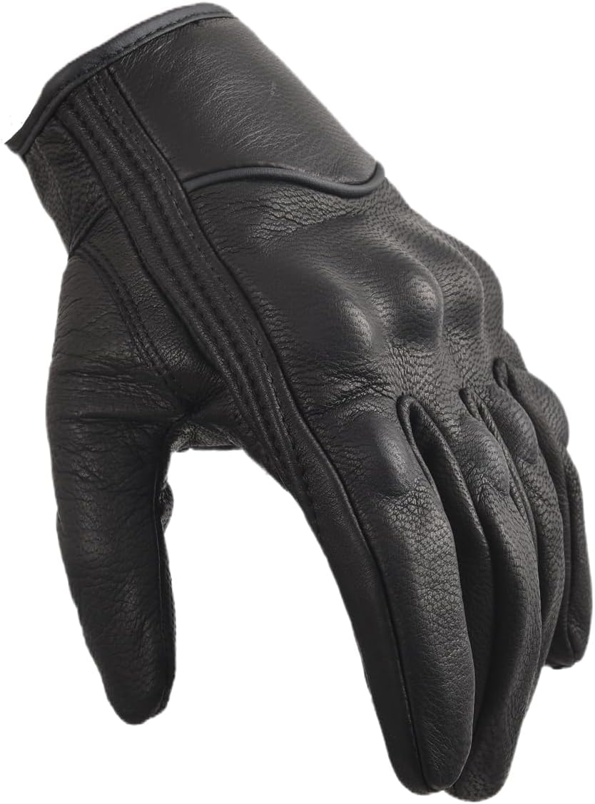 Skiennix Men's Goatskin Leather Gloves - Touchscreen & Windproof for Urban Riding | Full Finger Design
